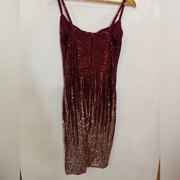 Fashion Nova Striking Arrival Burgundy Silver Sequin Mini Dress - Picture 9 of 10
